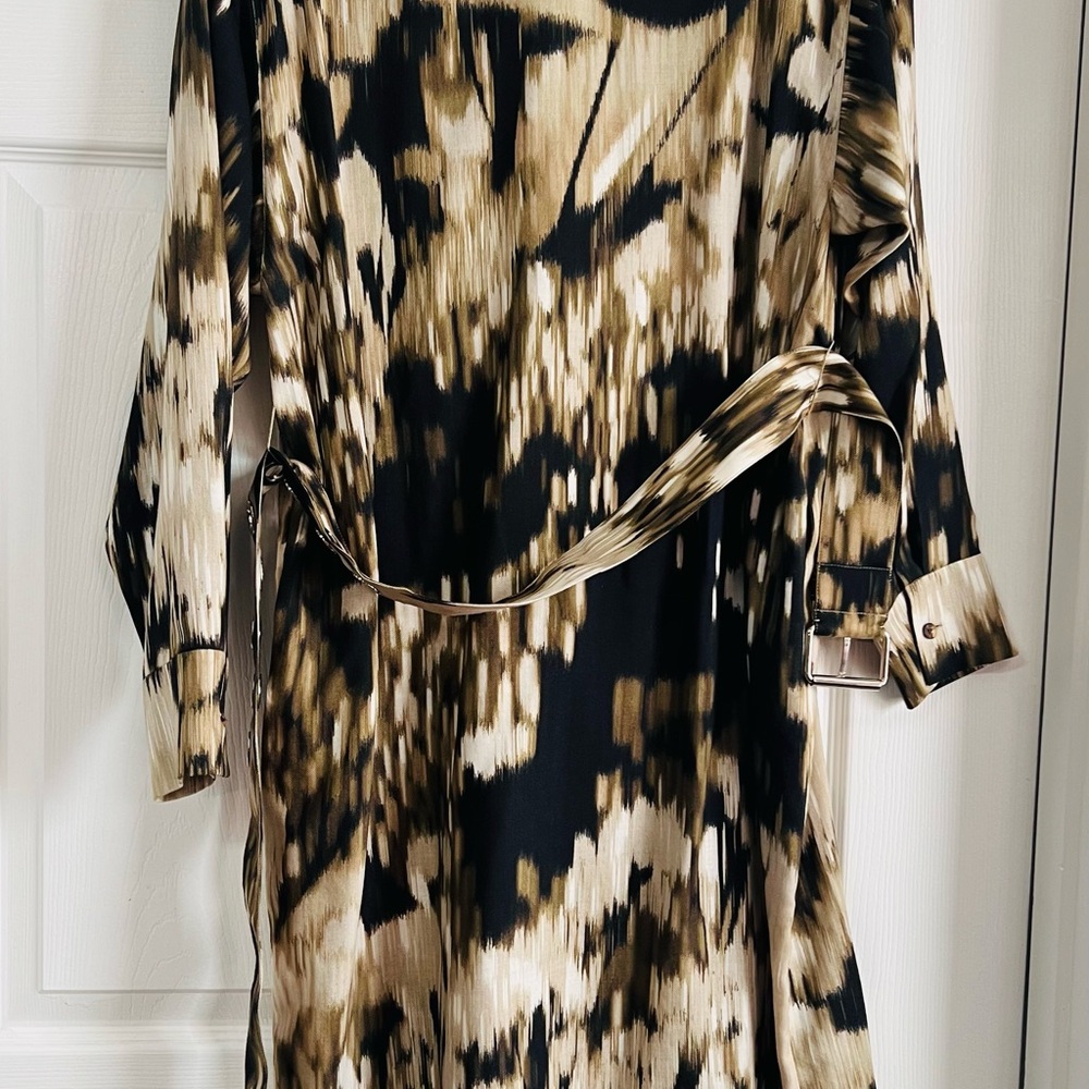 Lafayette 148 New York Black and Tan Long Sleeve Dress